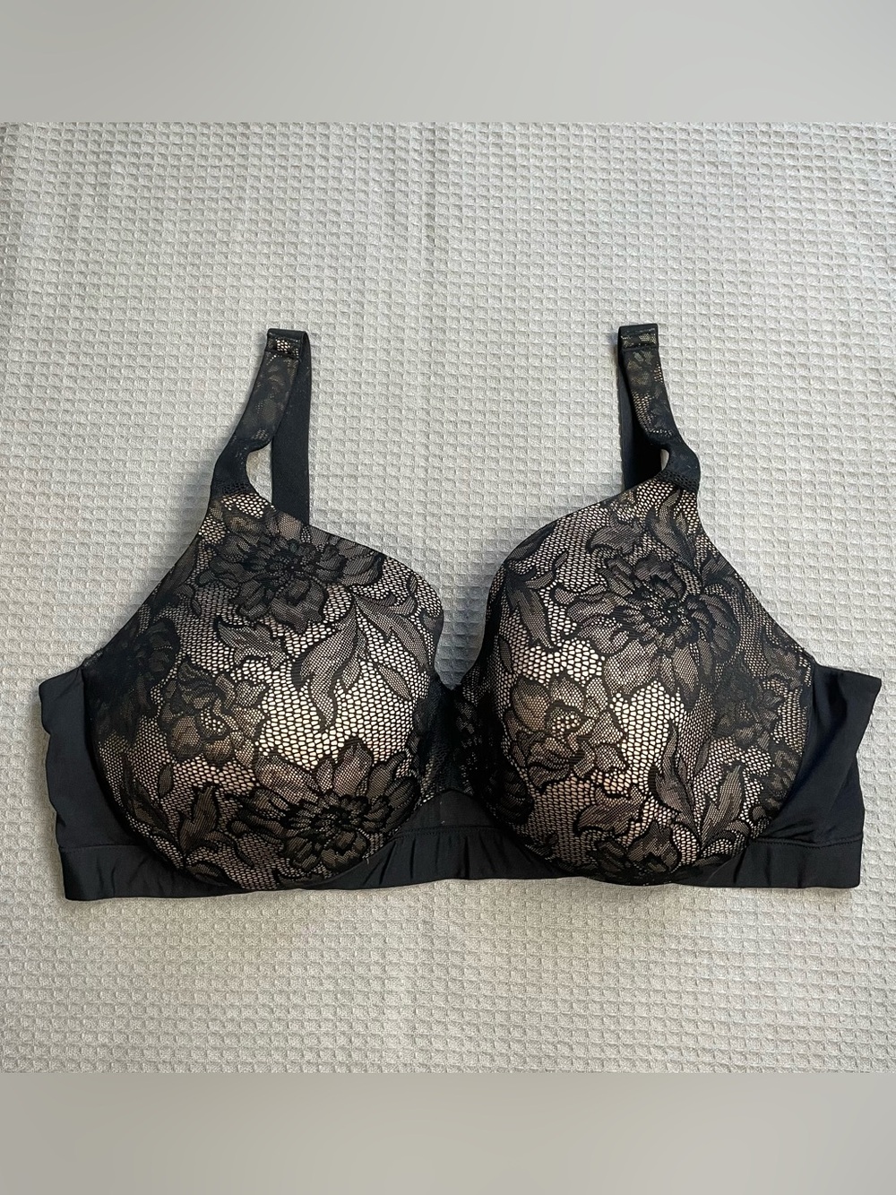 Cacique Lightly Lined Full Coverage Bra 48DD Black Lace